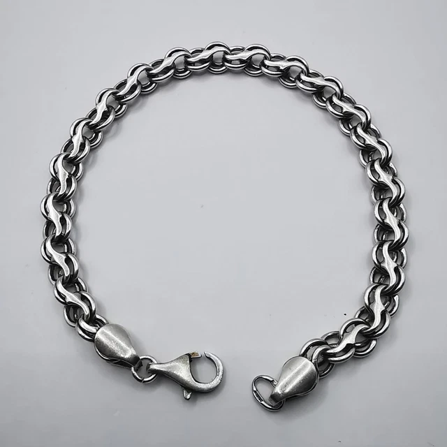 Bracelet Vintage Unisexe En Argent Massif 925 - Fait Main, 12.89g, Bijou Ancien Occasion
