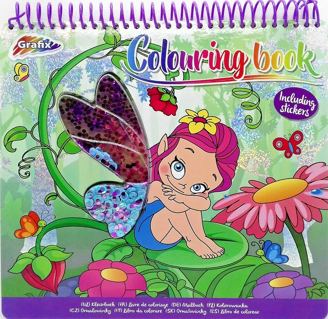 Grafix Malbuch " Kleine Fee" mit Pailletten & großem Stickerbogen Malen Ausmalen