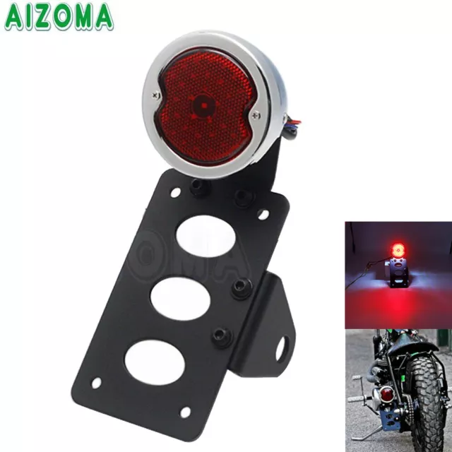 Side Mount LED Tail Light W/ License Plate Bracket For 33 Ford Harley Cruiser