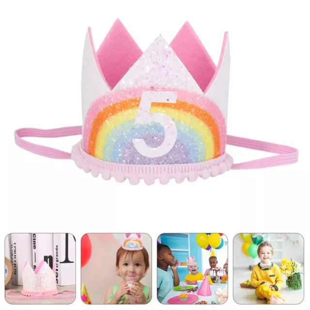 Glitter Rainbow Crowns for Kids Birthday Party Decoration