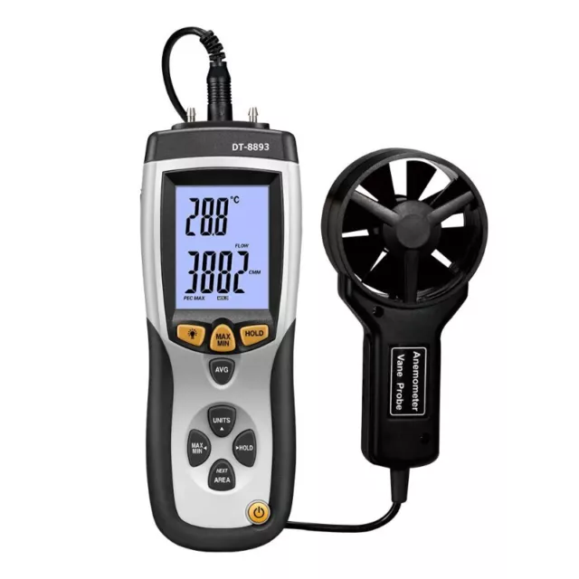 Digital Anemometer CFM Meter Air Flow Meter Measure Wind Temperature/Speed Wind