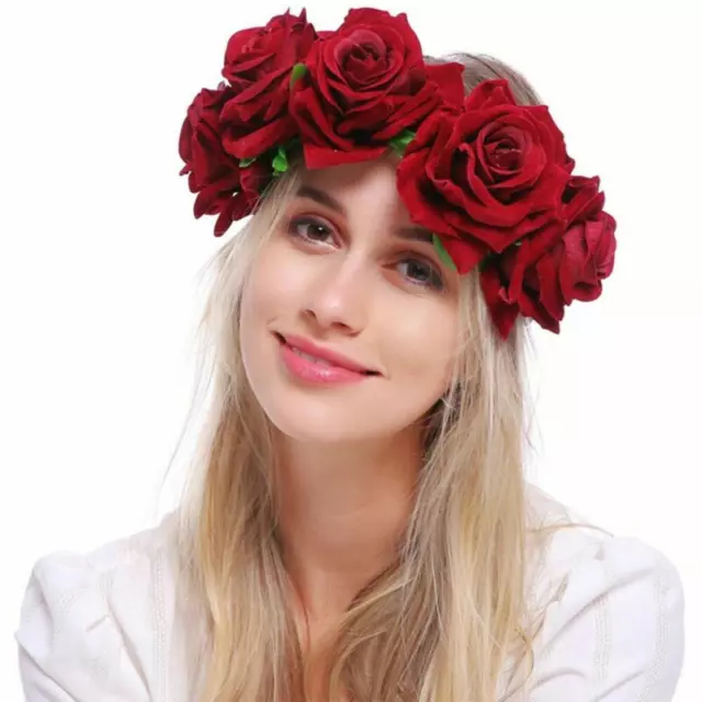 Floral Crown Rose Flower Headband Hairband Bride Wedding Hair Garland Floral