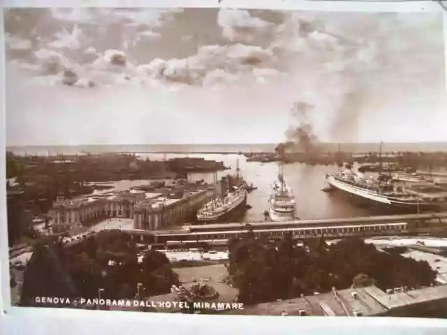 Card Genoa Panorama From Hotel Miramare 1938 Viaggiata (M14-1)