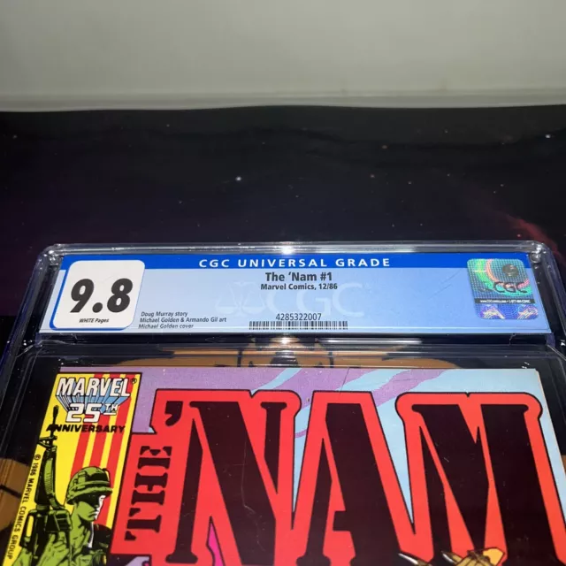 The 'Nam #1 CGC 9.8 White Pages Marvel Comics 1986 Low Population Golden Rare 2