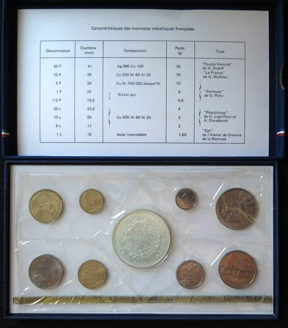 F5000.18 - COFFRET FLEURS DE COINS - FRANCS - 1975 - 1 centime à 50 francs