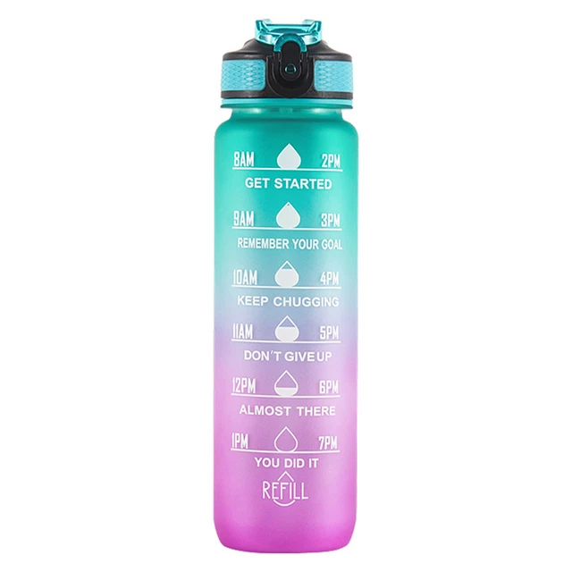 1000 ml botella de agua potable con diseño degradado de color, reutilizable