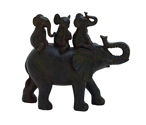 Deco 79 Eclectic Polystone Elephant Sculpture Brown 10" x 4" x 10",