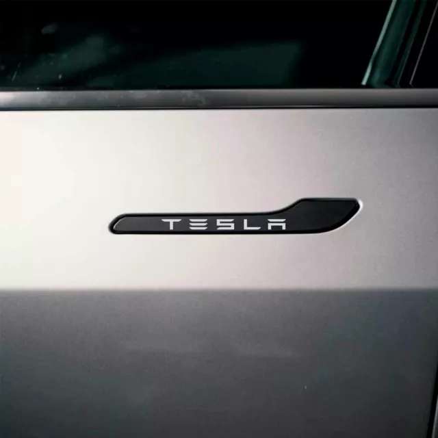 4x Tesla Black door handle Decal Sticker logo Model 3 Y S X