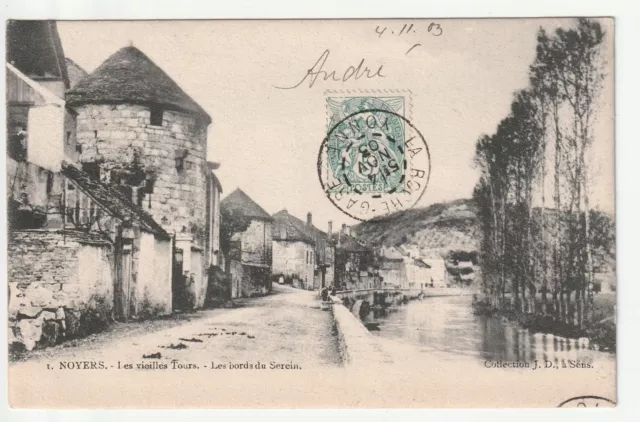 NOYERS - Yonne - CPA 89 - les Vieilles Tours - Les bords du Serein