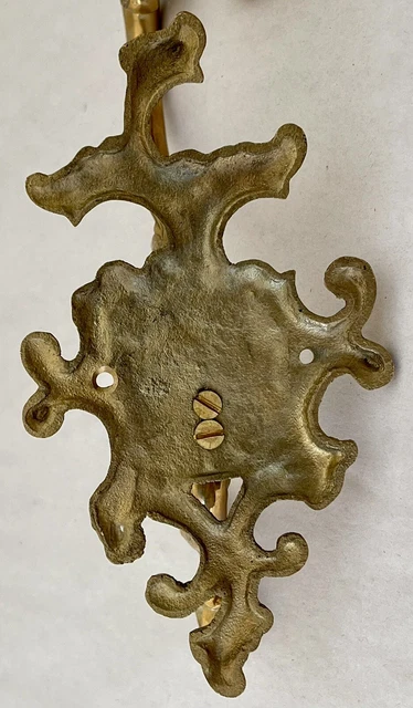 Set of 2 Vtg Antique Style Ornate Solid Brass Triple Coat Key Hat Hanger Hooks 14