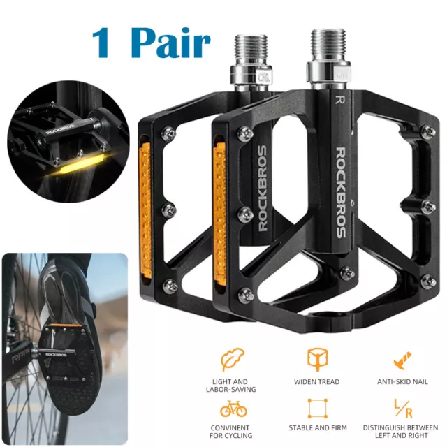 1 Pair Bicycle Platform Pedals Road Bike Aluminium Alloy Durable Sealed Bearing