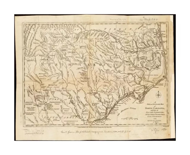 1780 Map of North Carolina | South Carolina | North Carolina Wall Art | South Ca 2