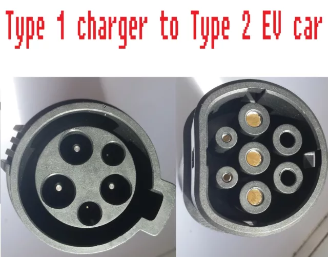 Type1 to Type2 Adapter EV Cable Car Mennekes Hybrid AC Plug Charging Station UK
