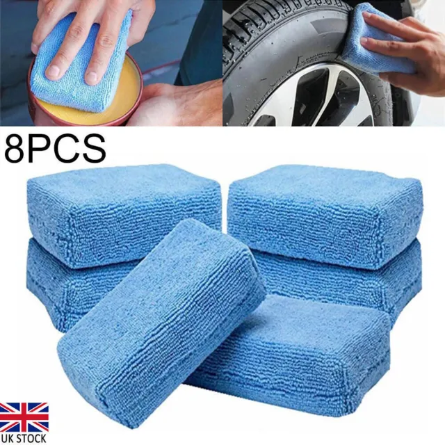 8Pcs Car Microfiber Polishing Pads Wax Applicator Foam Sponge Cleaning Buffer