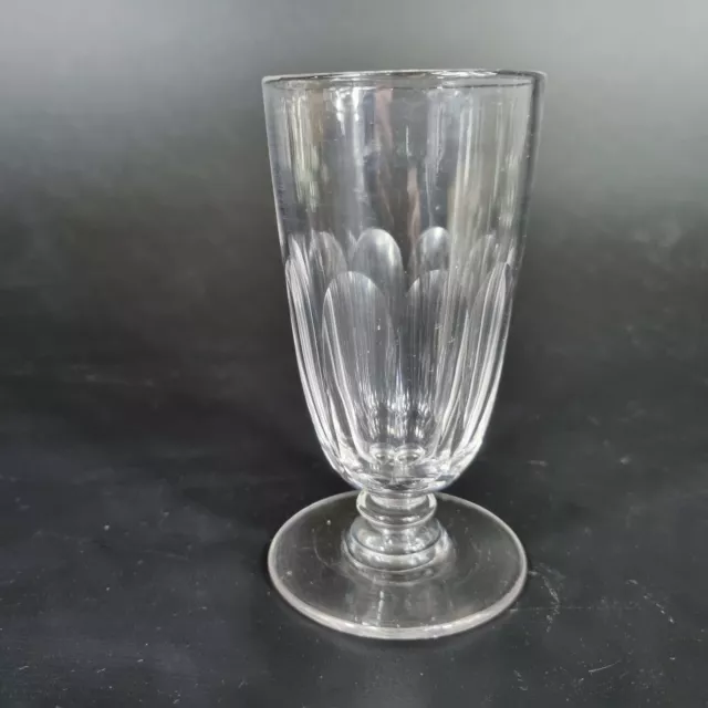 Antique 19th Century Ale Glass With Slice Cut Decoration 10.5cm High #10