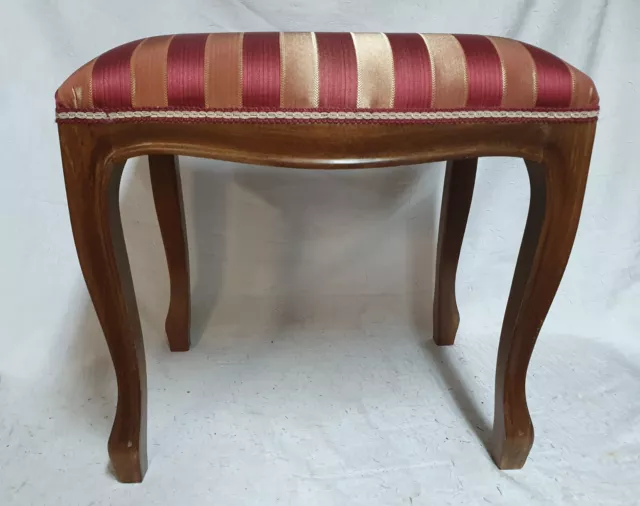 RARE TABOURET LOUIS PHILIPPE AVEC BELLE TAPISSERIE à rayures pastels massif