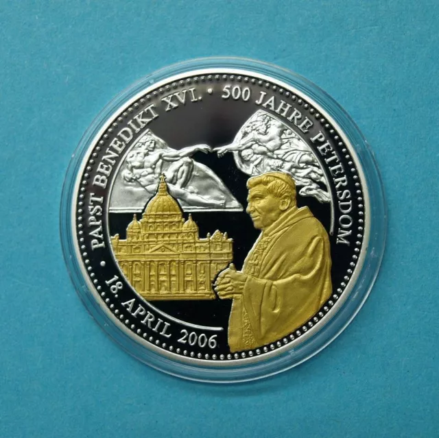 2006 Medaille Papst Benedikt XVI. Sixtinische Kapelle, teilvergoldet PP (MZ1221
