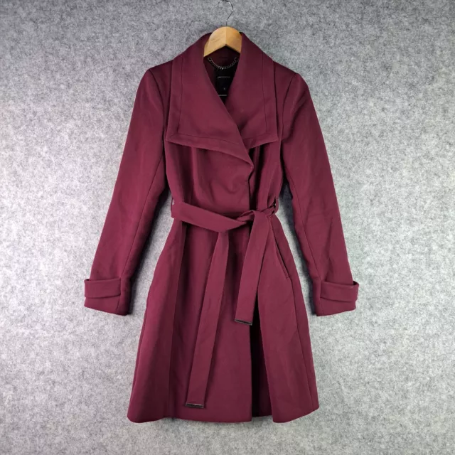Portmans Coat Womens 6 Red Maroon Office Business Winter Belted 5683