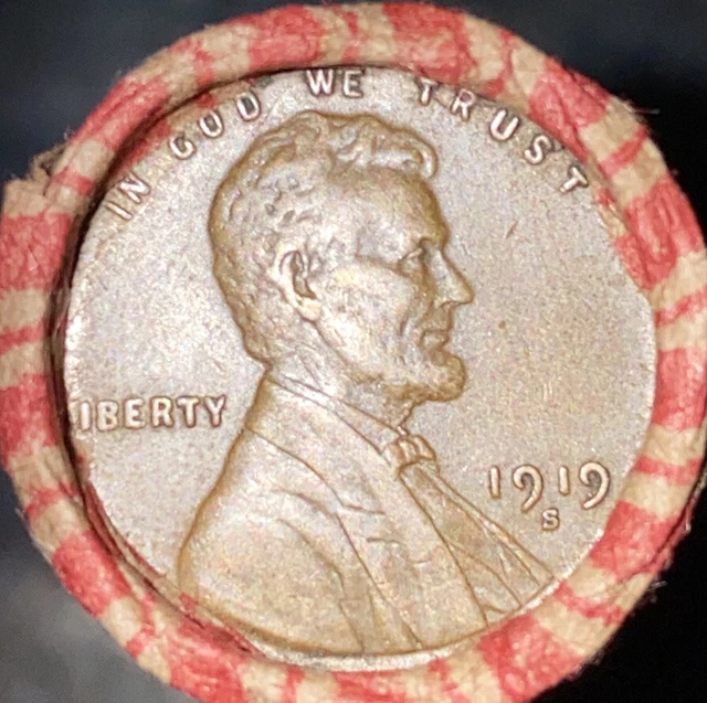 US Lincoln Wheat Cent Penny Roll 1919-S/1898 Indian Head (50 Coins) Old Vintage