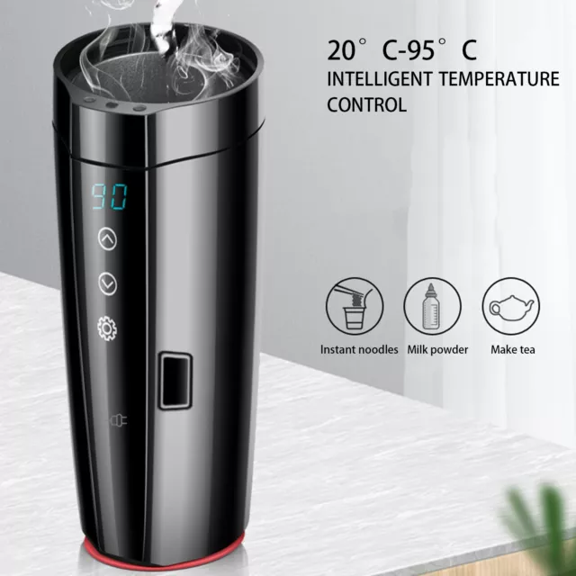 400ML Car Smart Travel Mug LCD Display Temperature Control Heating Cup 12V-24V