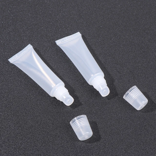 40 piezas Contenedor transparente con tapa Tubos de embalaje para brillo labial White