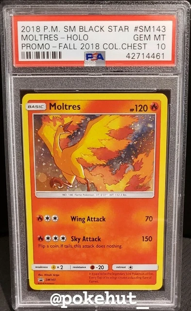 Pokemon Psa 10 Gem Mint Moltres Cosmos Holo Sm143 Black Star Promo Pop 9