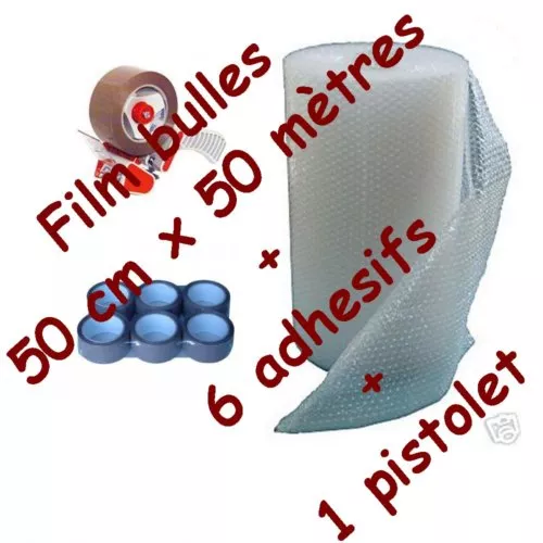 FILM A BULLES 50 x 50 PAPIER BULLE + adhesif + devidoir pour l'emballage & envoi