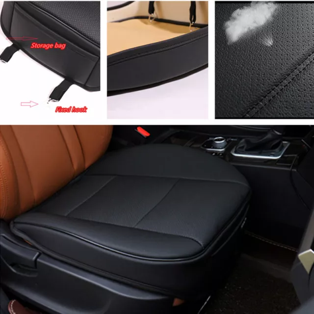 PU Leather Pad Protector Mat Car Front Seat Cushion Cover Sedan Driver black 3