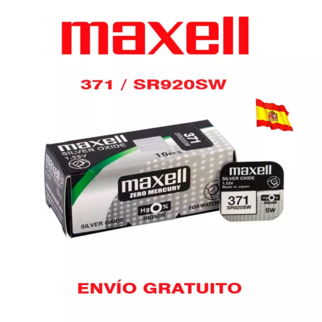 Pilas Maxell 371 Sr920Sw Oxido De Plata 1,55 V Batería Reloj