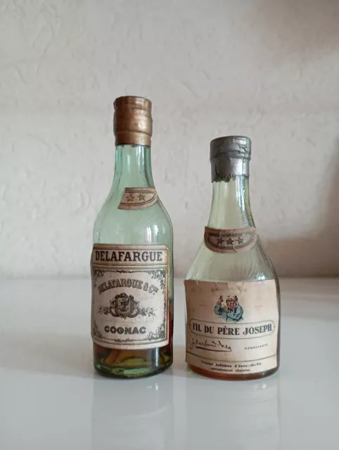 2 very old mini bottles cognac