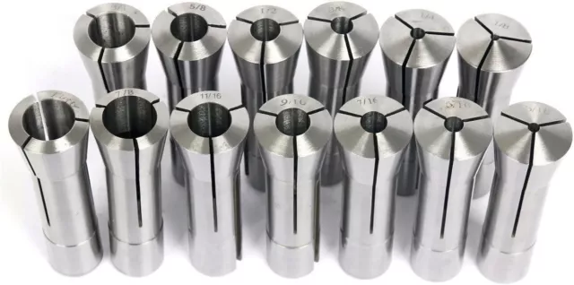 13Pcs Precision R8 Collets Set 1/8"- 7/8" Mill Chuck Holder for Bridgeport .0006