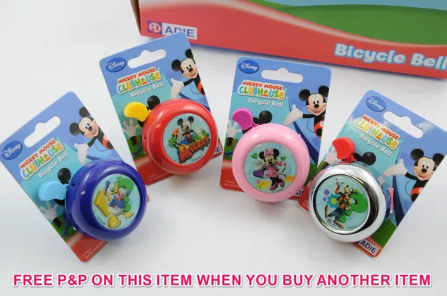 Mickey Mouse Club House Kiddies Bike Bells Pink Blue Or Chrome Cycle Bell