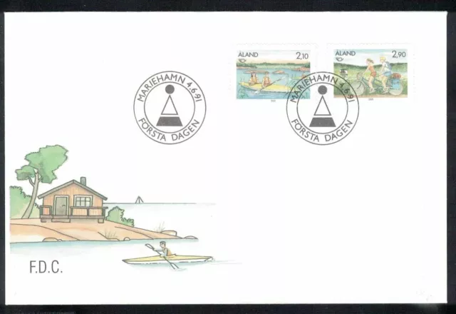 FDC Aland 1991, Tourismus, Urlaub mit Kanu und Fahrrad