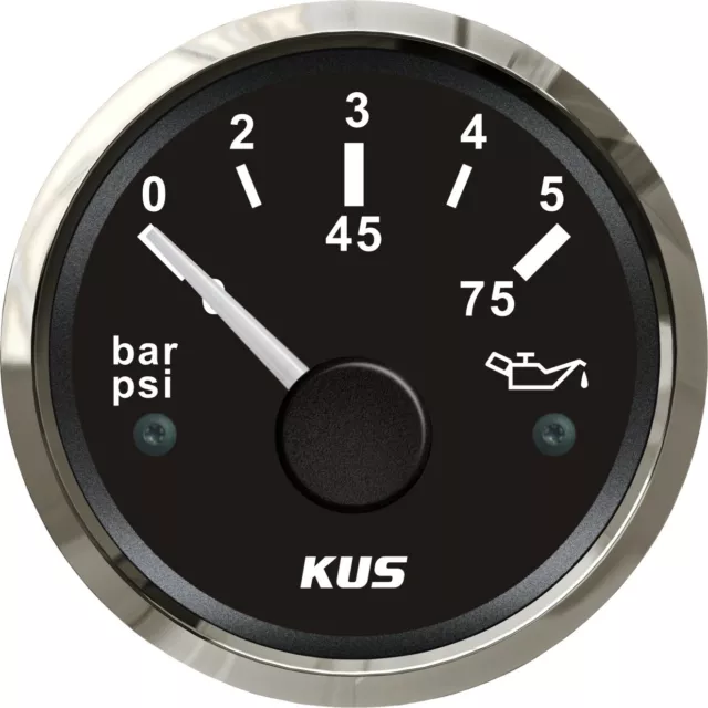 KUS Instrument Öldruckanzeige, schwarzes Display, 10 – 184 Ohm, 0-5 bar