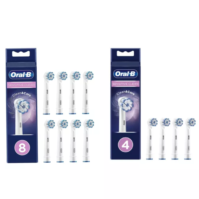 4/8 Pack Braun Oral-B Sensitive Clean Electric Toothbrush Replacement Heads