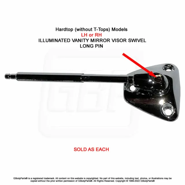 78-88 GBody HARD TOP Sun Visor Long Pin Swivel Bracket Support Illumat Mirror EA
