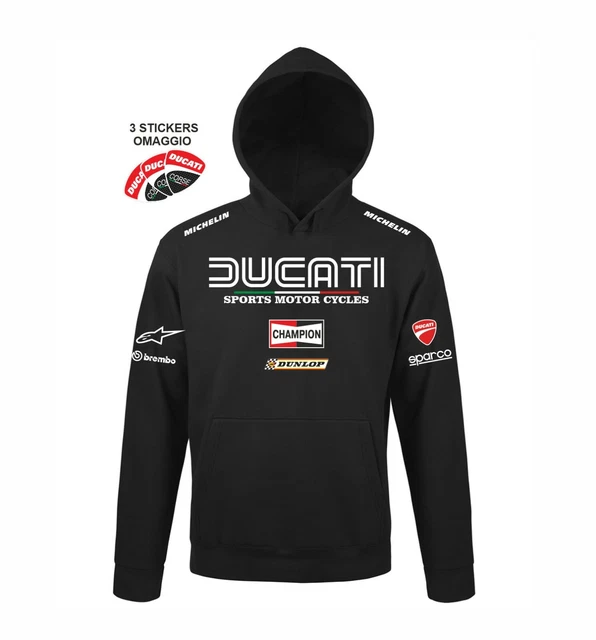 FELPA CAPPUCCIO DUCATI Style team replica corse LOGO VINTAGE con