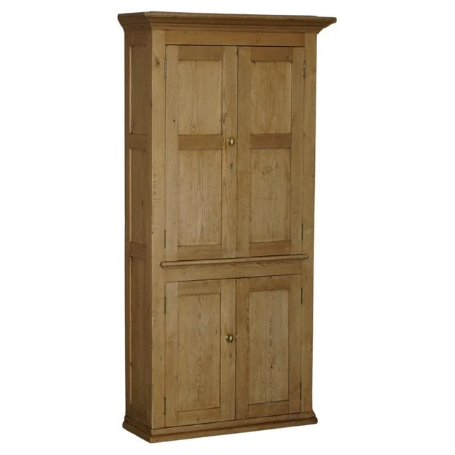 Antique Victorian Circa 1880 Lightly Burred Pine Housekeepers Linen Cupboard
