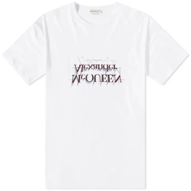 ✅ Alexander mcqueen T-Shirt TG. S-M-L-XL-XXL tshirt Bianco Logo reverse