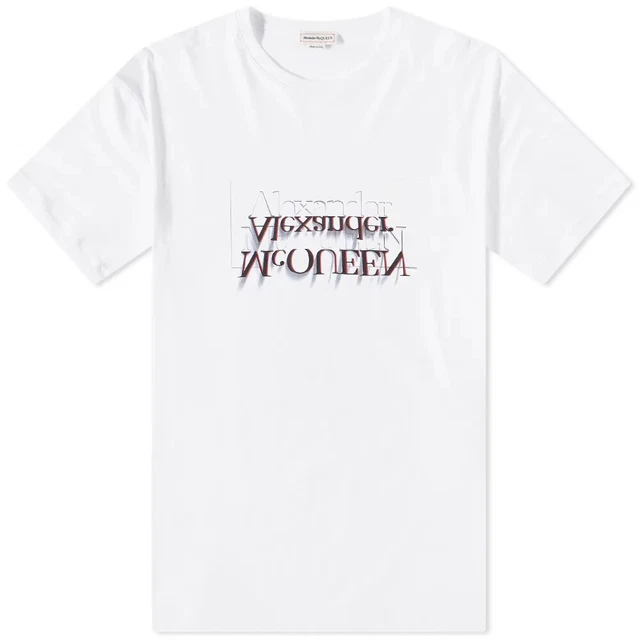 ✅ Alexander mcqueen T-Shirt TG. S-M-L-XL-XXL tshirt Bianco Logo reverse