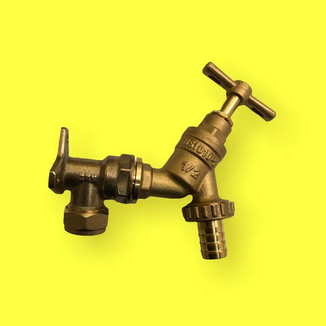 Brass Outdoor Garden Tap Kit Wallplate Bracket Elbow With Pipe Outlet