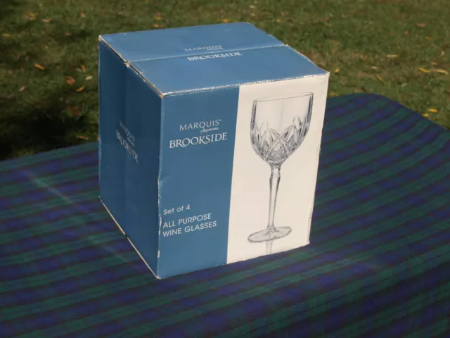 Marquis Waterford BROOKSIDE Crystal All Purpose Wine Glasses Set of 4 NEW N BOX