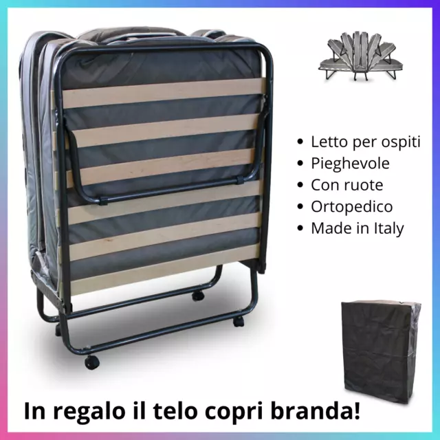Branda Pieghevole Con Materasso Ortopedico Letto Singolo Brandina Mobile 80X190