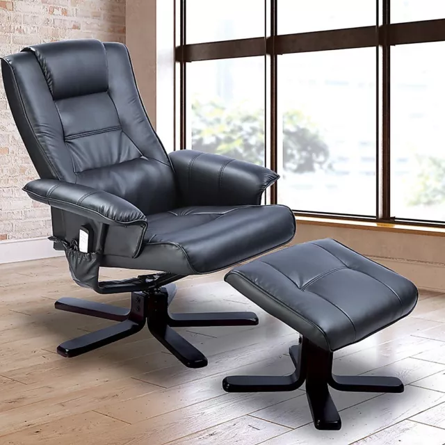 PU Leather Massage Chair Recliner Ottoman Lounge Remote Premium Sofa