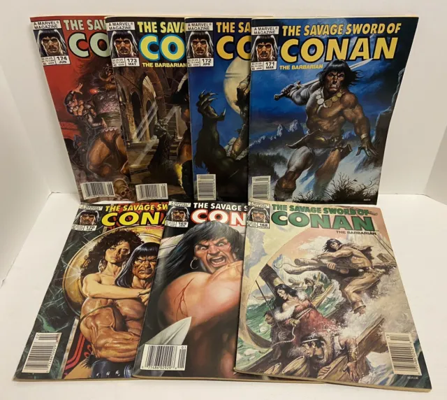 The Savage Sword Of Conan, Lot of 7, Issues 168-174, VF+-F