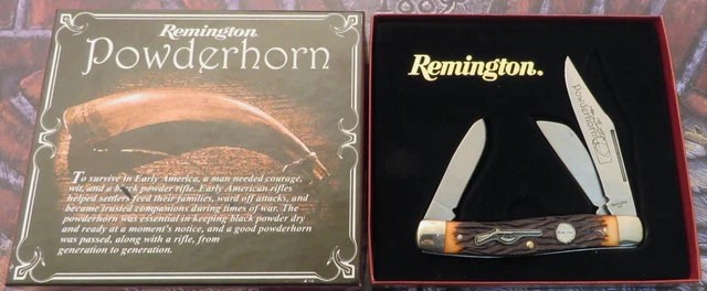 Remington USA Powderhorn Stock Knife By Camillus USA Early 2000s NOS MIB NR