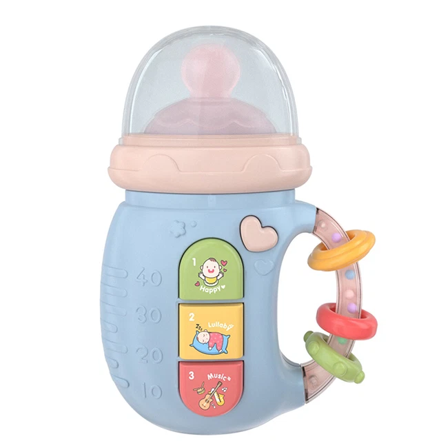 Botella de alimentación musical para niños con dibujos animados chupete de teléfono eléctrico juguete (azul)