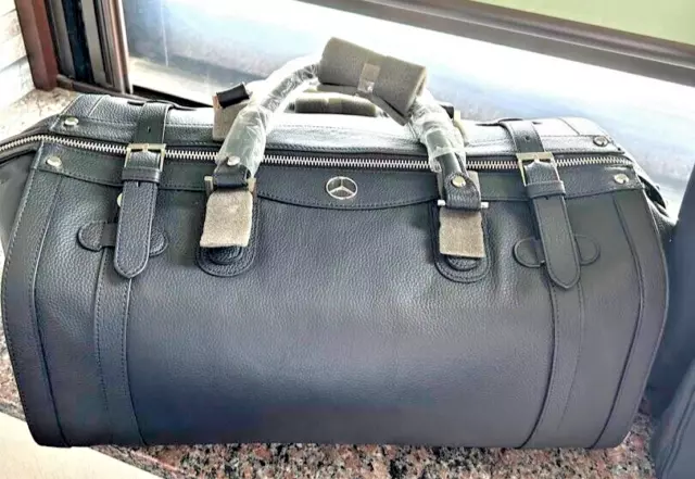 Mercedes Benz x Gold Pfeil All Leather Traveling Club Overnight Bag Black
