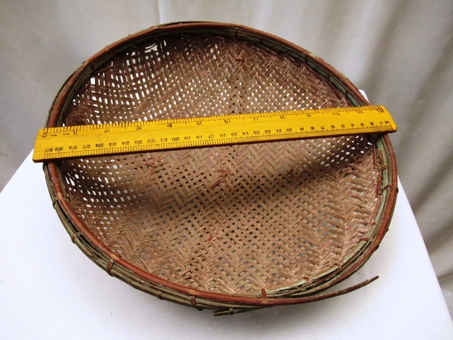 Antique Burmese Basketry Sieve For Rice And Sesame Farmhouse Kitchen Utensil "1 7