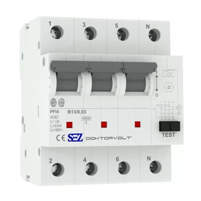 Interrupteur FI/LS FI/LS B13 30mA 4p 10kA RCBO 0090902 Interrupteur combiné...